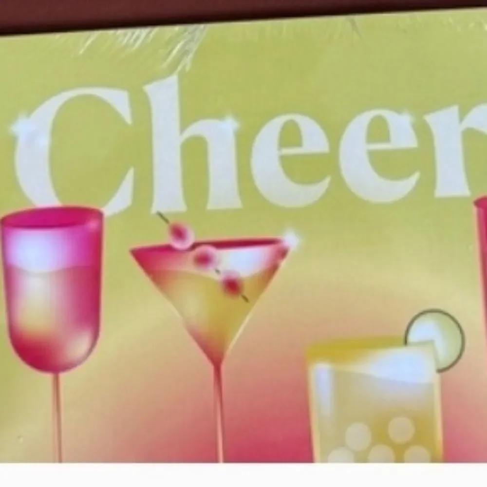 Poahmark Thank You Cheers Cocktail Note Card Set Of 6 Yellow & Pink Office